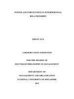 Power and forgiveness in interpersonal relationships 