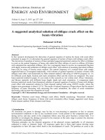 A suggested analytical solution of oblique crack effect on the beam vibration 