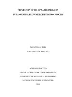 Separation of oil in water emulsion by tangential flow microfiltration process 