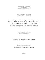 Luận văn các điều kiện tối ưu cấp 2 cho những bài toán ràng buộc bất đẳng thức