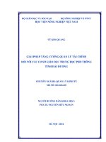 Giải pháp tăng cường quản lý tài chính đối với các cơ sở giáo dục trung học phổ thông tỉnh Hải Dương