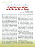 Sở văn hóa, thể thao và du lịch cần thơ với việc bảo tồn và phát huy các di sản văn hóa của dân tộc 