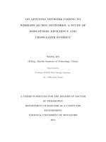 On applying network coding to wireless ad hoc networks a study of robustness, efficiency and cross layer synergy 