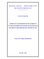 Nghiên cứu giải pháp để người lao động ở các doanh nghiệp ngoài quốc doanh tham gia bảo hiểm xã hội trên địa bàn tỉnh hưng yên