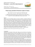 Wind energy potential of marmara region in turkey 