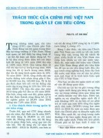 Thách thức của chính phủ việt nam trong quản lý chi tiêu công