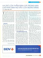 Vai trò của thẩm định giá trong hạn chế phát sinh nợ xấu của ngân hàng 