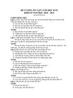 Đề cương ôn tập cuối kỳ II, khối 2, năm học 2010   2011