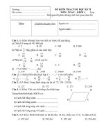 Đề Kiểm tra cuối Học kỳ II Toán lớp 4 6