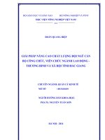 Giải pháp nâng cao chất lượng đội ngũ cán bộ công chức, viên chức ngành lao động   thương binh và xã hội tỉnh bắc giang