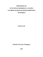 Deposition of functional biomedical coating via drop on demand micro dispensing technique 