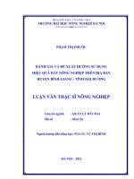 Đánh giá và đề xuất hướng sử dụng hiệu quả đất nông nghiệp trên địa bàn huyện bình giang, tỉnh hải dương