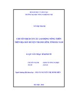 Chuyển dịch cơ cấu lao động nông thôn trên địa bàn huyện thanh liêm, tỉnh hà nam