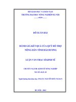 Đánh giá kết quả của quỹ hỗ trợ nông dân tỉnh hải dương