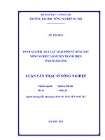 Đánh giá hiệu quả các loại hình sử dụng đất nông nghiệp tại huyện thanh miện tỉnh hải dương