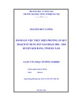 Đánh giá việc thực hiện phương án quy hoạch sử dụng đất giai đoạn 2001 2010 huyện kim bảng, tỉnh hà nam