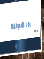 THỦ tục đầu tư Ở VIỆT NAM