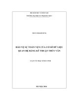 Bảo vệ sự toàn vẹn của cơ sở dữ liệu quan hệ bằng kỹ thuật thủy vân