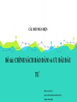 BÀI tập CHÍNH SÁCH ưu đãi và đảm bảo đầu tư)