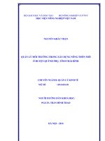 Quản lý môi trường trong xây dựng nông thôn mới ở huyện quỳnh phụ, tỉnh thái bình