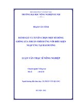 Đánh giá và tuyển chọn một số dòng giống lúa thuần thích ứng với điều kiện ngập úng tại hải dương