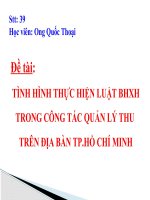 TÌNH HÌNH THỰC HIỆN LUẬT BHXH TRONG CÔNG TÁC QUẢN LÝ THU TRÊN ĐỊA BÀN TP.HỒ CHÍ MINH