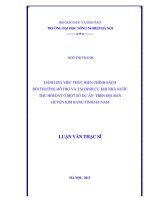 Đánh giá việc thực hiện chính sách bồi thường, hỗ trợ và tái định cư khi nhà nước thu hồi đất ở một số dự án trên địa bàn huyện kim bảng tỉnh hà nam