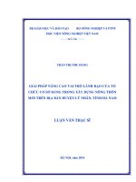 Giải phát nâng cao vai trò lãnh đạo của tổ chức cơ sở đảng trong xây dựng nông thôn mới trên địa bàn huyện lý nhân, tỉnh hà nam