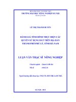 Đánh giá tình hình thực hiện các quyền sử dụng đất trên địa bàn thành phố phủ lý, tỉnh hà nam