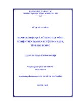 Đánh giá hiệu quả sử dụng đất nông nghiệp trên địa bàn huyện nam sách, tỉnh hải dương