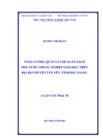 TĂNG CƯỜNG QUẢN lý CHI NGÂN SÁCH NHÀ nước CHO sự NGHIỆP GIÁO dục TRÊN địa bàn HUYỆN tân yên, TỈNH bắc GIANG