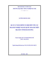 Quản lý bảo hiểm xã hội đối với các doanh nghiệp ngoài quốc doanh trên địa bàn tỉnh hải dương