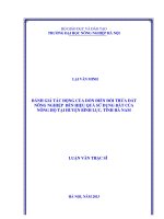 Đánh giá tác động của dồn điền đổi thửa đất nông nghiệp đến hiệu quả sử dụng đất của nông hộ tại huyện bình lục, tỉnh hà nam
