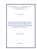 Đánh giá tình hình thực hiện chính sách bồi thường, hỗ trợ và tái định cư khi nhà nước thu hồi đất để thực hiện dự án đường vành đai thành phố phủ lý   tỉnh hà nam
