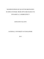 Manifestations of quantum mechanics in open systems from opto mechancis to dynamical casimir effect 