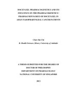 Docetaxel pharmacogenetics and its influence on the pharmacokinetics pharmacodynamics of docetaxel in asian nasopharyngeal cancer patients 