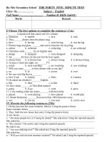 ĐỀ THI TIẾNG ANH LỚP 8