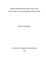 High k dielectrics in metal insulator metal (MIM) capacitors for RF applications 