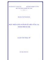 Phát triển chăn nuôi bò sữa bền vững tại thành phố hà nội