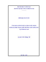 Ứng dụng chỉ số chất lượng nước nhằm đánh giá hiện trạng môi trường nước sông đáy tại tỉnh hà nam