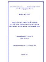 NGHIÊN cứu THỰC THI CHÍNH SÁCH hỗ TRỢ sản XUẤT NÔNG NGHIỆP của NHÀ nước cấp TỈNH TRÊN ðịa bàn THÀNH PHỐ bắc NINH, TỈNH bắc NINH