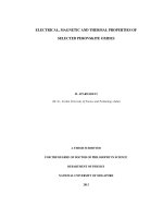 Electrical, magnetic and thermal properties of selected perovskite oxides 