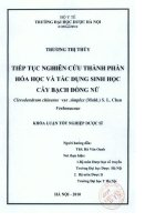 Tiếp tục nghiên cứu thành phần hoá học và tác dụng sinh học của cây bạch đồng nữ