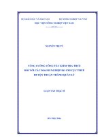 Tăng cường công tác kiểm tra thuế đối với các doanh nghiệp do chi cục thuế huyện thuận thành quản lý