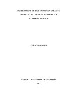Development of high hydrogen capacity complex and chemical hydrides for hydrogen storage 