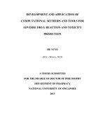 Development and application of computational methods and tools for adverse drug reaction and toxicity prediction 