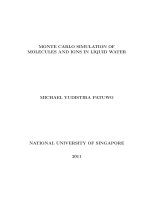 Monte carlo simulation of molecules and ions in liquid water 