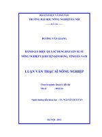 Đánh giá hiệu quả sử dụng đất sản xuất nông nghiệp tại huyện kim bảng, tỉnh hà nam