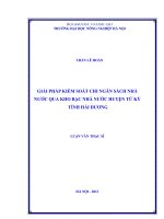 Giải pháp kiểm soát chi ngân sách nhà nước qua kho bạc nhà nước huyện tứ kỳ tỉnh hải dương