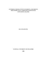 Synthesis and reactivity of group 6 and group 8 organometallic complexes with sulfur containing ligands 